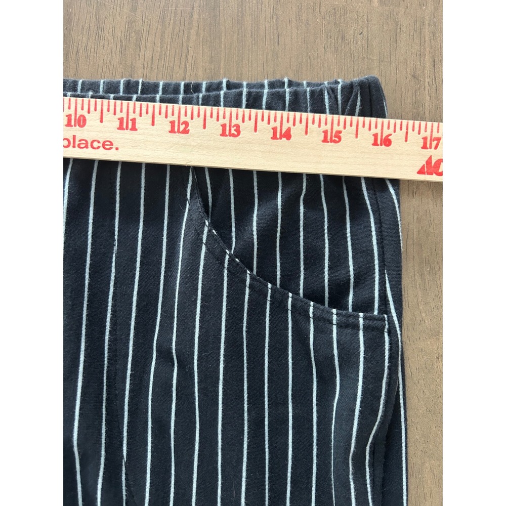 Flutter Womens Black White Pinstripe Wide Leg Cotton Pants Contrast Pockets L - Picture 4 of 12